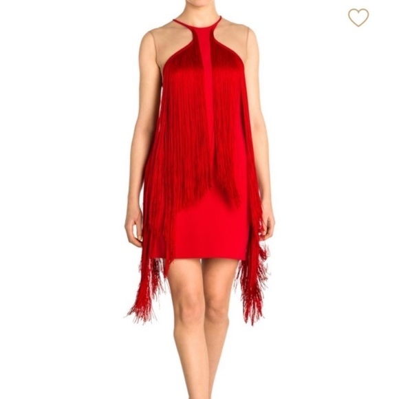 Sleeveless Illusion Wing Fringe Stretch-cady Mini Dress - Picture 11 of 13